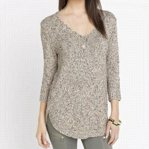 Dynamite Shirt Tail cotton blend V neck Sweater Tunic